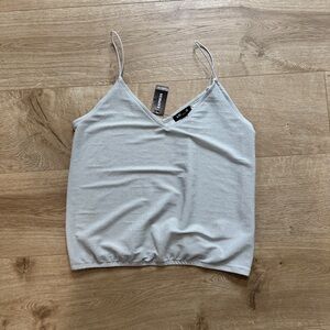 New Express Silver Sparkle V-Neck Spaghetti Strap Tank Top
